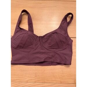NWT Fabletics Charollete Low Impact Sports Bra Women Large Purple Midi Longline